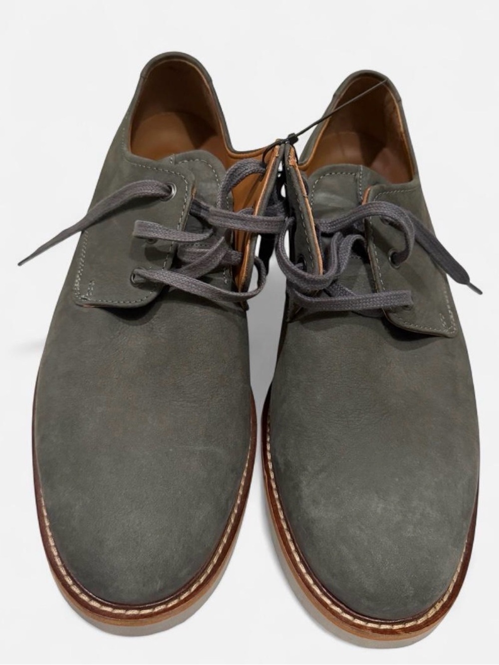 Dunham Gray Green Olive Suede Derby Shoes